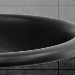 Waschbecken Oval mit Überlauf 49x40,5x19,5 cm Schwarz matt aus Keramik ML-Design