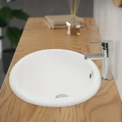 Waschbecken Oval mit Überlauf 49x40,5x19,5 cm Weiß aus Keramik ML-Design