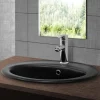 Waschbecken Oval mit Überlauf 57x48,5x19,5 cm Schwarz matt aus Keramik ML-Design