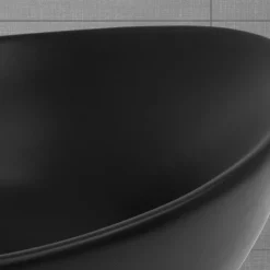 Waschbecken Oval mit Überlauf 59x38x19 cm Schwarz aus Keramik ML-Design