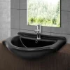 Waschbecken Oval mit Überlauf 67,5x51,5x21,5 cm Schwarz matt aus Keramik ML-Design