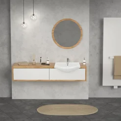 Waschbecken Oval mit Überlauf 67,5x51,5x21,5 cm Weiß aus Keramik ML-Design