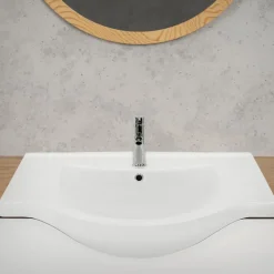 Waschbecken Oval mit Überlauf 86x51,5x21,5 cm Weiß aus Keramik LuxeBath