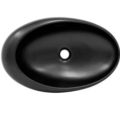 Waschbecken Oval ohne Überlauf 58,5x37,5x14,5 cm Schwarz aus Keramik ML-Design