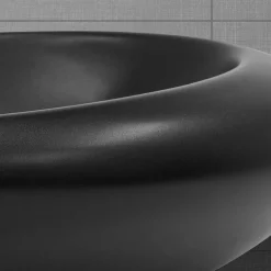 Waschbecken Oval ohne Überlauf 58,5x37,5x14,5 cm Schwarz aus Keramik ML-Design