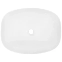 Waschbecken Oval ohne Überlauf 50,5x38,5x13,5 cm Weiß aus Keramik LuxeBath