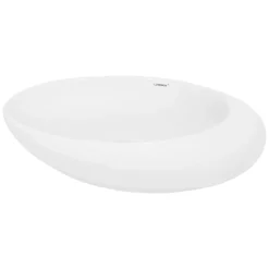 Waschbecken Oval ohne Überlauf 58,5x37,5x14,5 cm Weiß aus Keramik