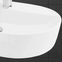 Waschbecken Oval ohne Überlauf 60x40x12 cm Weiß aus Keramik ML-Design