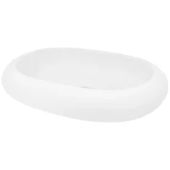 Waschbecken Oval ohne Überlauf 63x42x12 cm Weiß aus Keramik