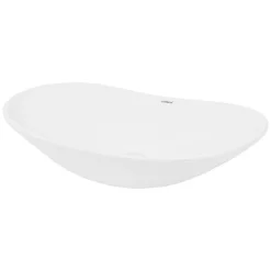 Waschbecken Oval ohne Überlauf 64x36,5x13 cm Weiß aus Keramik