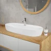 Waschbecken Oval ohne Überlauf 80x40x12 cm Weiß aus Keramik ML-Design