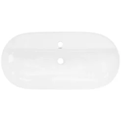 Waschbecken Oval ohne Überlauf 80x40x12 cm Weiß aus Keramik ML-Design
