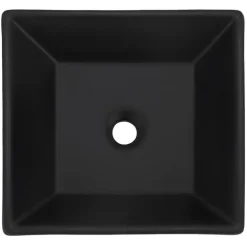 Waschbecken Quadratisch ohne Überlauf 41x41x12 cm Schwarz aus Keramik ML-Design