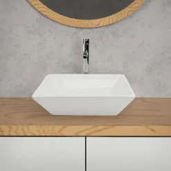 Waschbecken Quadratisch ohne Überlauf 41x41x12 cm Weiß aus Keramik ML-Design