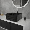 Waschbecken Quadratisch ohne Überlauf 39x39x15 cm Schwarz aus Keramik ML-Design