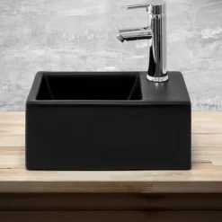 Waschbecken Recheckig ohne Überlauf 35,5x20,5x12,5 cm Schwarz aus Keramik ML-Design