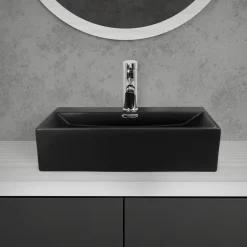 Waschbecken Rechteckig mit Überlauf 51,5x36x13 cm Schwarz aus Keramik ML-Design