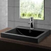 Waschbecken Rechteckig mit Überlauf 53,5x46x16,5 cm Schwarz matt aus Keramik ML-Design