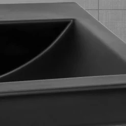 Waschbecken Rechteckig mit Überlauf 53,5x46x16,5 cm Schwarz matt aus Keramik ML-Design