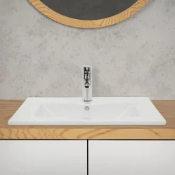 Waschbecken Rechteckig mit Überlauf 610x465x175 mm Weiß aus Keramik
