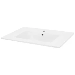 Waschbecken Rechteckig mit Überlauf 71x46,5x17,5 cm Weiß aus Keramik LuxeBath