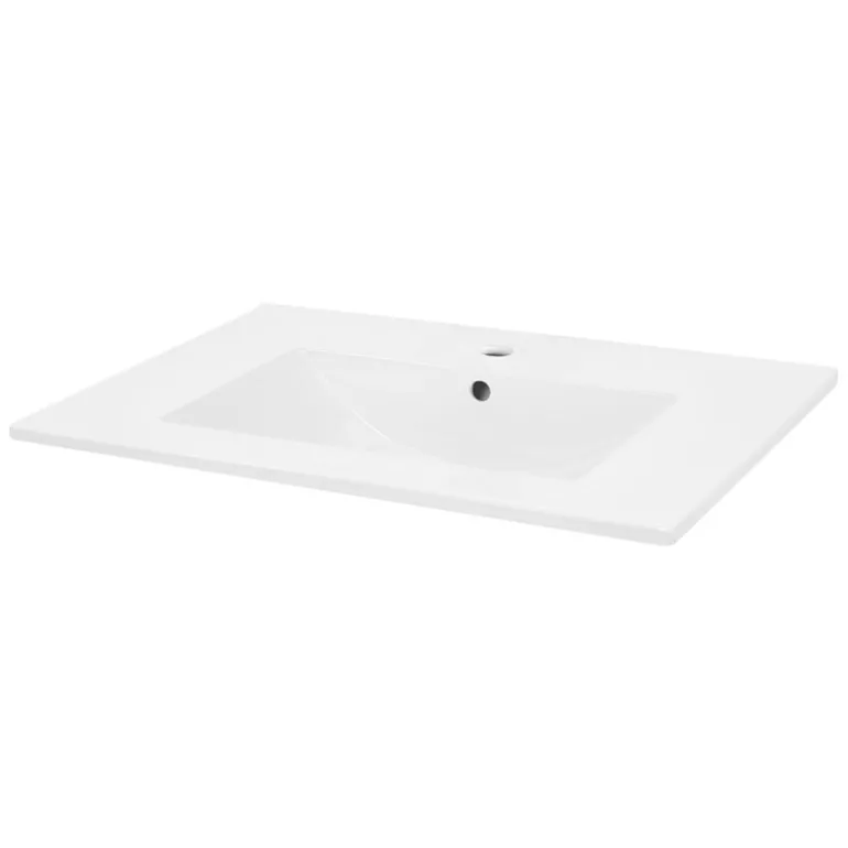 Waschbecken Rechteckig mit Überlauf 71x46,5x17,5 cm Weiß aus Keramik LuxeBath