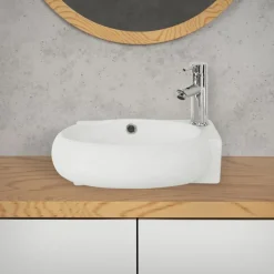 Waschbecken Rechts bündig 43x28x15 cm Weiß aus Keramik ML-Design