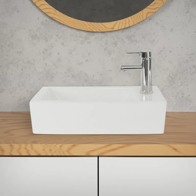 Waschbecken Rechts bündig 51x25x13 cm Weiß aus Keramik ML-Design
