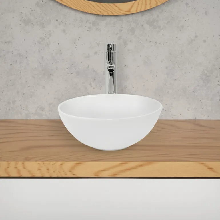 Waschbecken Rund ohne Überlauf Ø 28x11,6 cm Weiß aus Keramik ML-Design