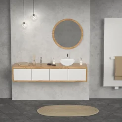 Waschbecken Rund ohne Überlauf Ø 32x13,5 cm Weiß aus Keramik LuxeBath