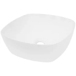 Waschbecken Rund ohne Überlauf Ø 40,5x14 cm Weiß aus Keramik LuxeBath