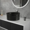 Waschbecken Rund ohne Überlauf Ø 41x18 cm Schwarz aus Keramik ML-Design