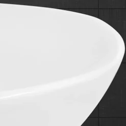 Waschbecken Rund Ø 420 x 170 mm Weiß inkl. Überlauf aus Keramik