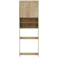 Waschmaschinenschrank mit 2 Türen und 2 offenen Fächern 187,5x63 cm Eichenoptik ML-Design