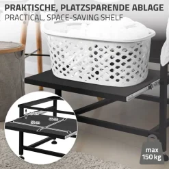 Waschmaschinen Untergestell Unterschrank  62,5x53,5x45 cm mit ausziehbarer Ablage in Schwarz ML-Design