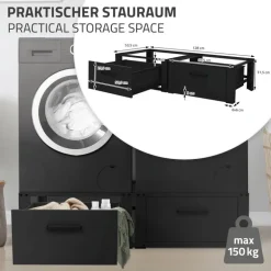 Waschmaschinen Untergestell Unterschrank 2er 64x53,5x31,5 cm mit Schublade in Schwarz ML-Design