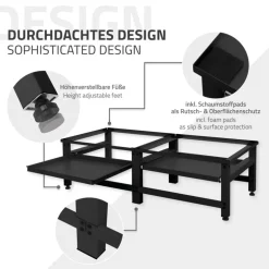Waschmaschinen Untergestell Unterschrank 2er Set 61x53,5x37 cm mit ausziehbarer Ablage in Schwarz ML-Design