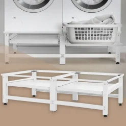 Waschmaschinen Untergestell Unterschrank 2er Set 61x53,5x37 cm mit ausziehbarer Ablage in Weiß ML-Design