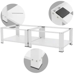 Waschmaschinen Untergestell Unterschrank 2er Set 63x54x32 cm mit Ablage in Weiß ML-Design