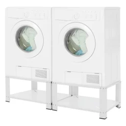 Waschmaschinen Untergestell Unterschrank 2er Set 63x54x32 cm mit Ablage in Weiß ML-Design