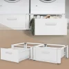 Waschmaschinen Untergestell Unterschrank 2er Set 64x53,5x31,5 cm mit 2 Schubladen in Weiß ML-Design