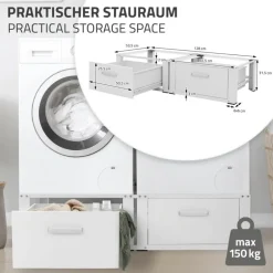 Waschmaschinen Untergestell Unterschrank 2er Set 64x53,5x31,5 cm mit 2 Schubladen in Weiß ML-Design