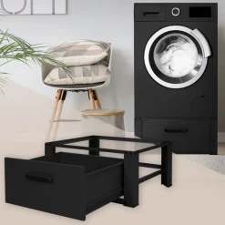 Waschmaschinen Untergestell Unterschrank 63x54x31 cm mit Schublade in Schwarz ML-Design