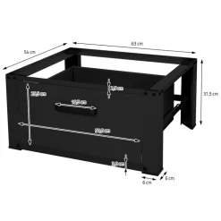 Waschmaschinen Untergestell Unterschrank 63x54x31 cm mit Schublade in Schwarz ML-Design