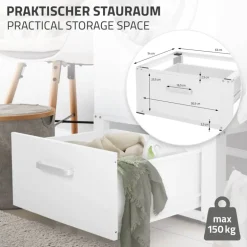 Waschmaschinen Untergestell Unterschrank 63x54x31 cm mit Schublade in Weiß ML-Design