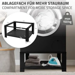 Waschmaschinen Untergestell Unterschrank 63x54x32 cm mit Ablage in Schwarz ML-Design