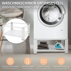 Waschmaschinen Untergestell Unterschrank 63x54x32 cm mit Ablage in Weiß ML-Design