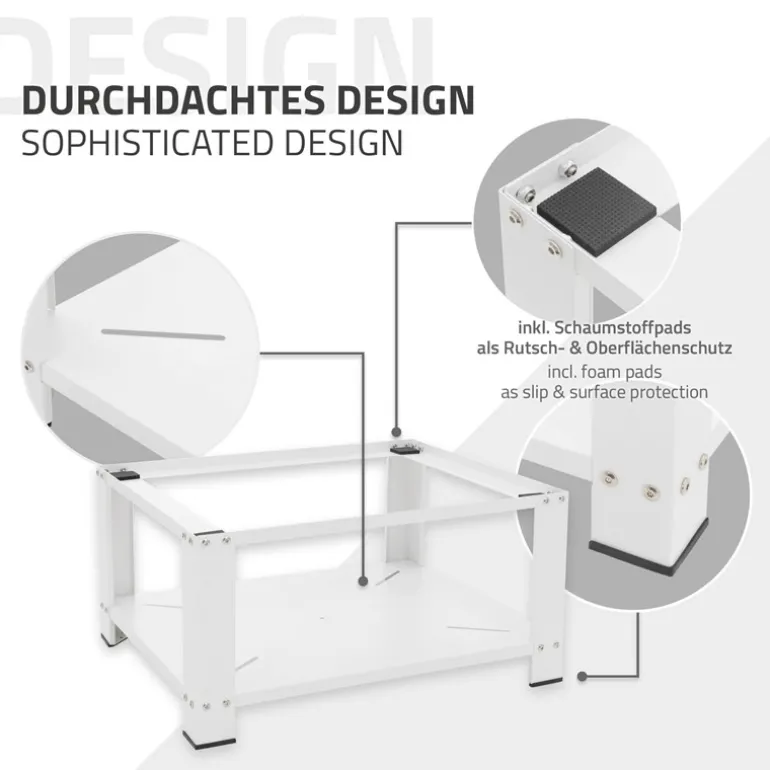 Waschmaschinen Untergestell Unterschrank 63x54x32 cm mit Ablage in Weiß ML-Design