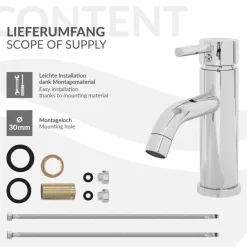 Waschtischarmatur fürs Badezimmer 150x54x175 mm Chrom aus Messing von LuxeBath