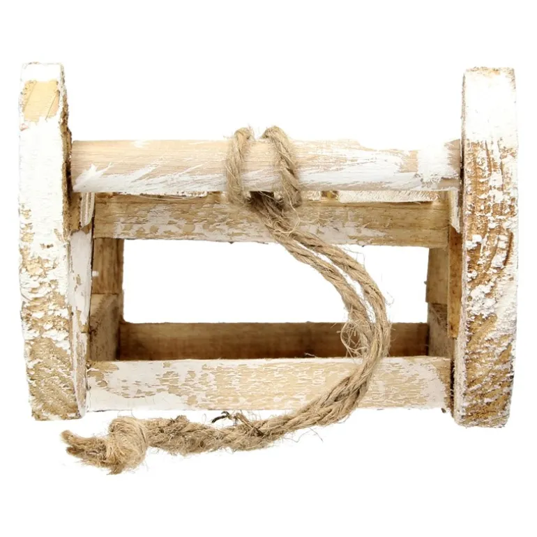 Weihnachtsdeko Schlitten mit 25 Warmweißen LEDs 31,5x14,5x10,5 cm Natur aus Holz